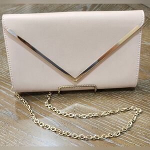 Madison West Envelope Clutch Crossbody Bag Blush Pink Gold Chain Purse